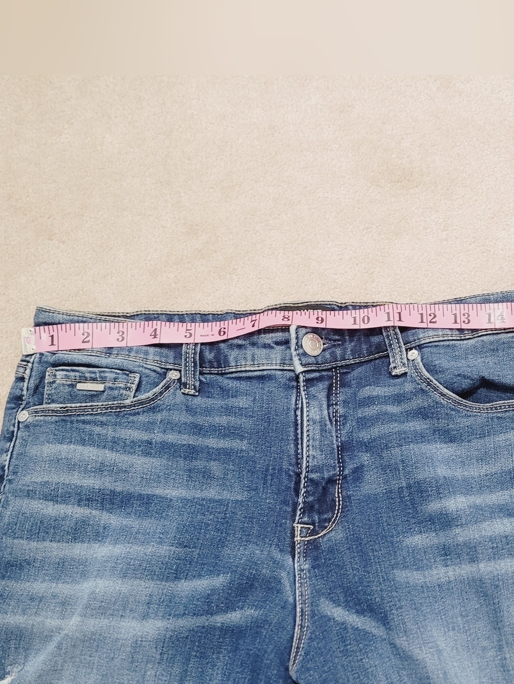 Nine West Gramercy Skinny Jeans Womens Size 12 Distressed Stretch Blue Denim - Picture 10 of 15